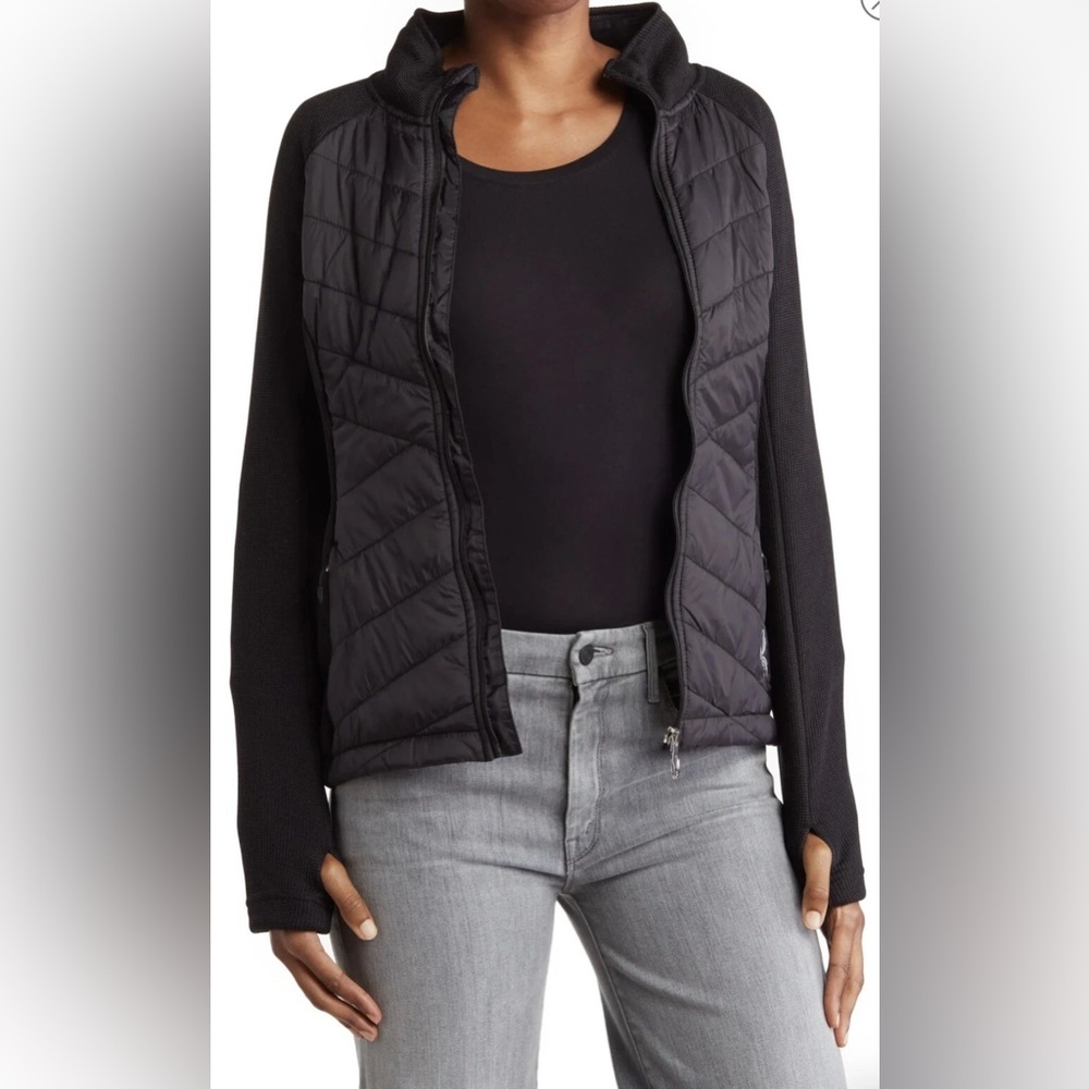 Spyder Black Therma Web Water Resistant Full Zip Jacket Winter Quilted Cozy